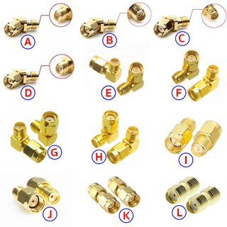หัวต่อ ข้อต่อ หัวแปลงสัญญาณภาพ SMA, RP-SMA ตัวผู้ ตัวเมีย ข้อต่อตรง ข้องอ 45° ข้องอ 90° RF Connector Converter WiFi, FPV