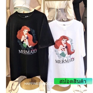 ROUND คอลูกเรือเสื้อยืดลำลองเสื้อยืดสกรีนลาย mermaidS to4XL-4XL