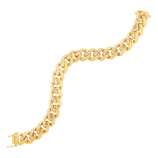 สร้อยข้อมือทองคำแท้14k แบบโซ่ขอบกว้าง (เวลาจัดส่ง 7-10 วัน) 14k Yellow Gold Textured Wide Curb Chain Bracelet