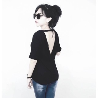 simple v back tee เสื้อเว้าหลัง เสื้อยืดสีพื้น เสื้อยืด