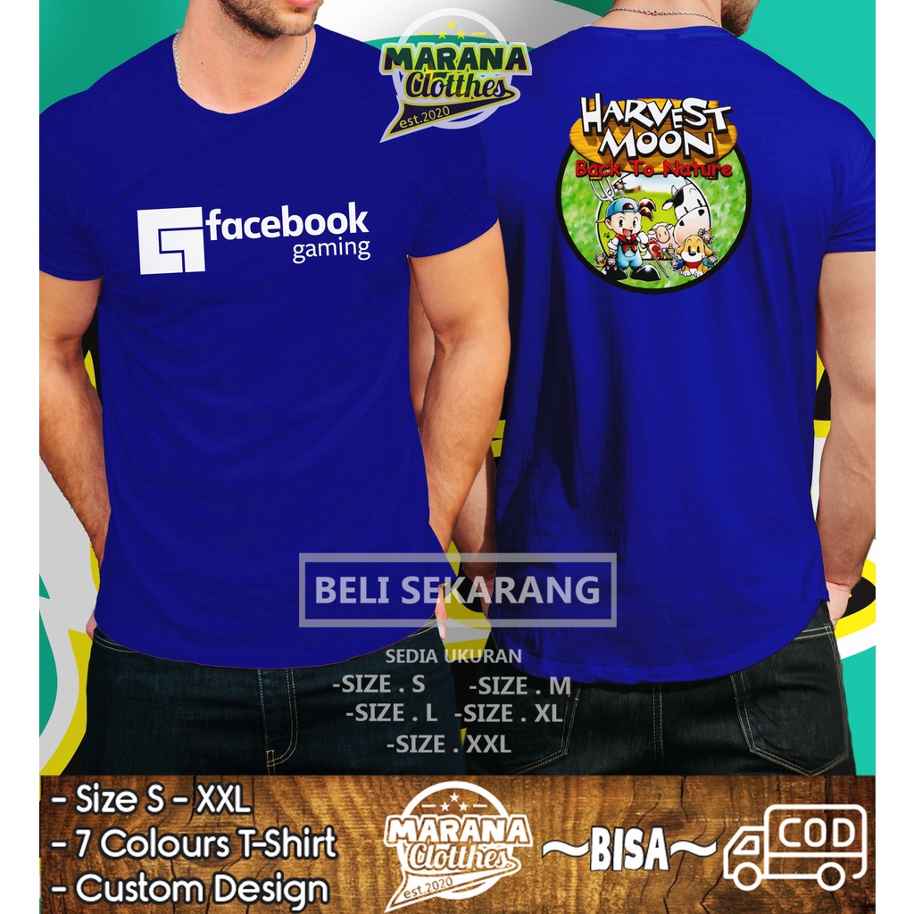 เสื้อยืด พิมพ์ลายโลโก้ดวงจันทร์ สําหรับเล่นเกม Facebook