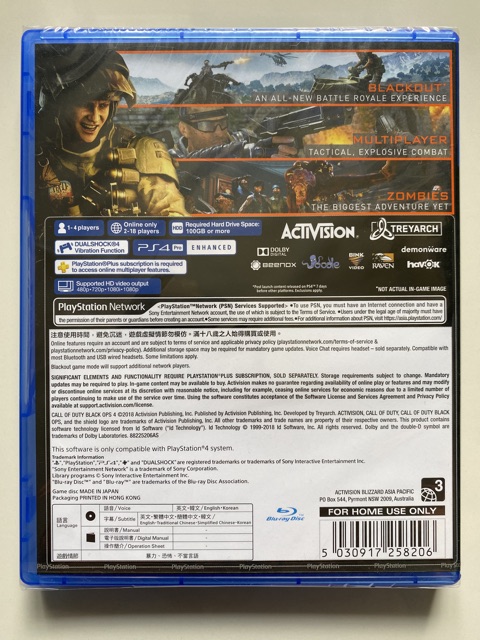Jeu Call Of Duty: Black Ops 4 (BO4) - PS4 - Neuf Sous Film Plastique
