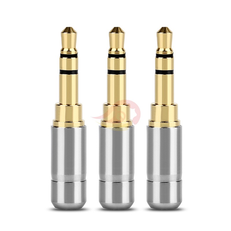 Mini 3.5 มม. 3 ขั้ว แจ็คหูฟังสเตอริโอ ทองบริสุทธิ์สูงขุบทอง - สีเงิน