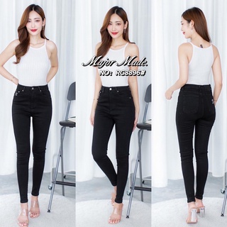 Ruige Jeans กางเกงยีนส์เอวสูงผ้ายืดสีดำ•No.RG8896