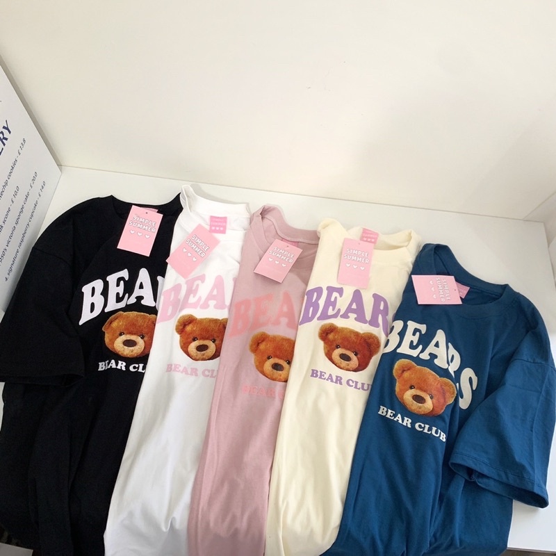 Sugarbeetshop | S88 Bear Club เสื้อโอเวอร์ไซต์ oversize เสื้อยืดผ้า cotton