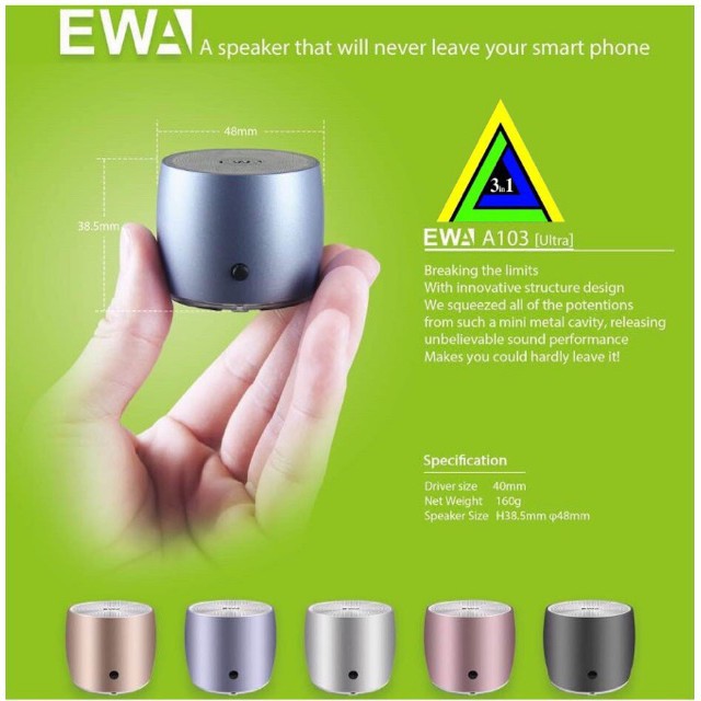 ลำโพงบลูทูธพกพา EWA A103 mini Bluetooth Speaker