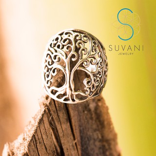 SUVANI แหวนเงินแท้ 92.5% แหวนต้นไม้แห่งชีวิต (Tree of Life) ลาย Filigree  แหวนไซส์ 6 – 8