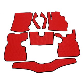 K -RUBBER พรมปูพื้นรถยนต์ Mitsubishi Attrage ลายกระดุม ชุดECO SET 8 ชิ้น (สีแดง)