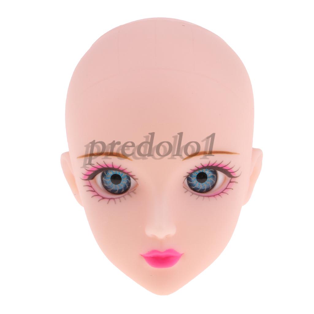 Jointed Makeup Head Sculpt Female with Blue Eyes for 1/6 OB, BJD Doll Accs