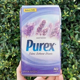 แผ่นอบผ้า กลิ่นหอมสดชื่น Fabric Softener Dryer Sheets Sweet Lavender 40 sheets (Purex®)