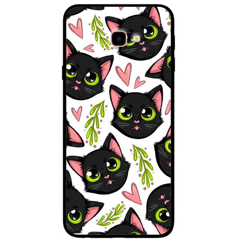 เคสสําหรับ Samsung J5 Prime - J7 Prime - J3 Pro - J7 Pro - J4 Core - J4 Plus Black Cat Pattern with 