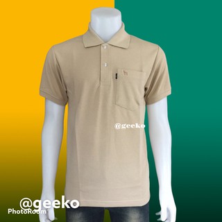 เสื้อสีชาอ่อน เป็นสีน้ำตาลอ่อน ๆ เสื้อโปโล Geeko ตรากวาง เนื้อผ้าจูติ ทีซี นุ่ม ๆ ใส่ได้ยาวนาน ทนทาน คุ้มค่าในการซื้อ