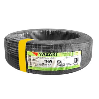 สายไฟ THW สายไฟ THW IEC01 YAZAKI 1x6ตร.มม. 100 ม. สีดำ สายไฟ งานระบบไฟฟ้า ELECTRIC WIRE THW IEC01 YAZAKI 60227IEC01 1X6S