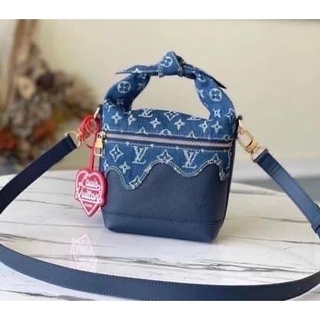 LOUIS VUITTON X LV MADE NIGO JAPANESE CRUISER MONOGRAM BLUE DENIM RED HEART CROSSBODY BAG กระเป๋าหลุยส์วิตตอง ผ้ายีนส์