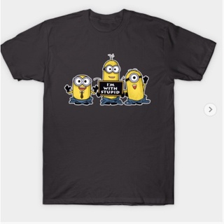 2020 เสื้อยืดผ้าฝ้าย 100% พิมพ์ลาย Minions สําหรับผู้ชาย discount