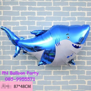 ลูกโป่งปลาฉลาม เบบี้ชาร์ค สีฟ้าอ่อน ขนาดจัมโบ้ Baby Shark Fish Balloon