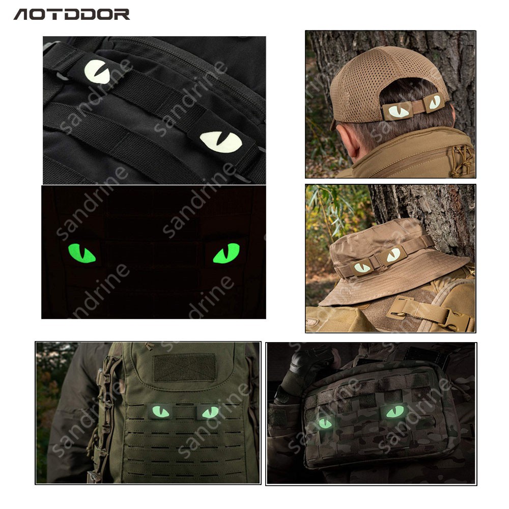 Demon Eye Cat Eye IR สะท้อนแสงยุทธวิธีทหาร Morale Velcro แพทช์ป้าย Combat Emblem Applique สําหรับเสื้อผ้ากระเป๋า