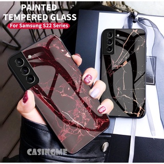 เคสโทรศัพท์มือถือกระจกนิรภัย แบบแข็ง กันกระแทก สําหรับ Samsung Galaxy S22 S22Ultra 5G S22Plus S22+ S22 Ultra Plus 4G 5G