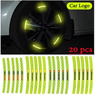 20 ชิ้น รถจักรยานยนต์ จักรยาน รถยนต์ ยาง สติกเกอร์ดุมล้อ รูปลอกขอบ แถบสะท้อนแสง ตกแต่ง สติกเกอร์อัตโนมัติ