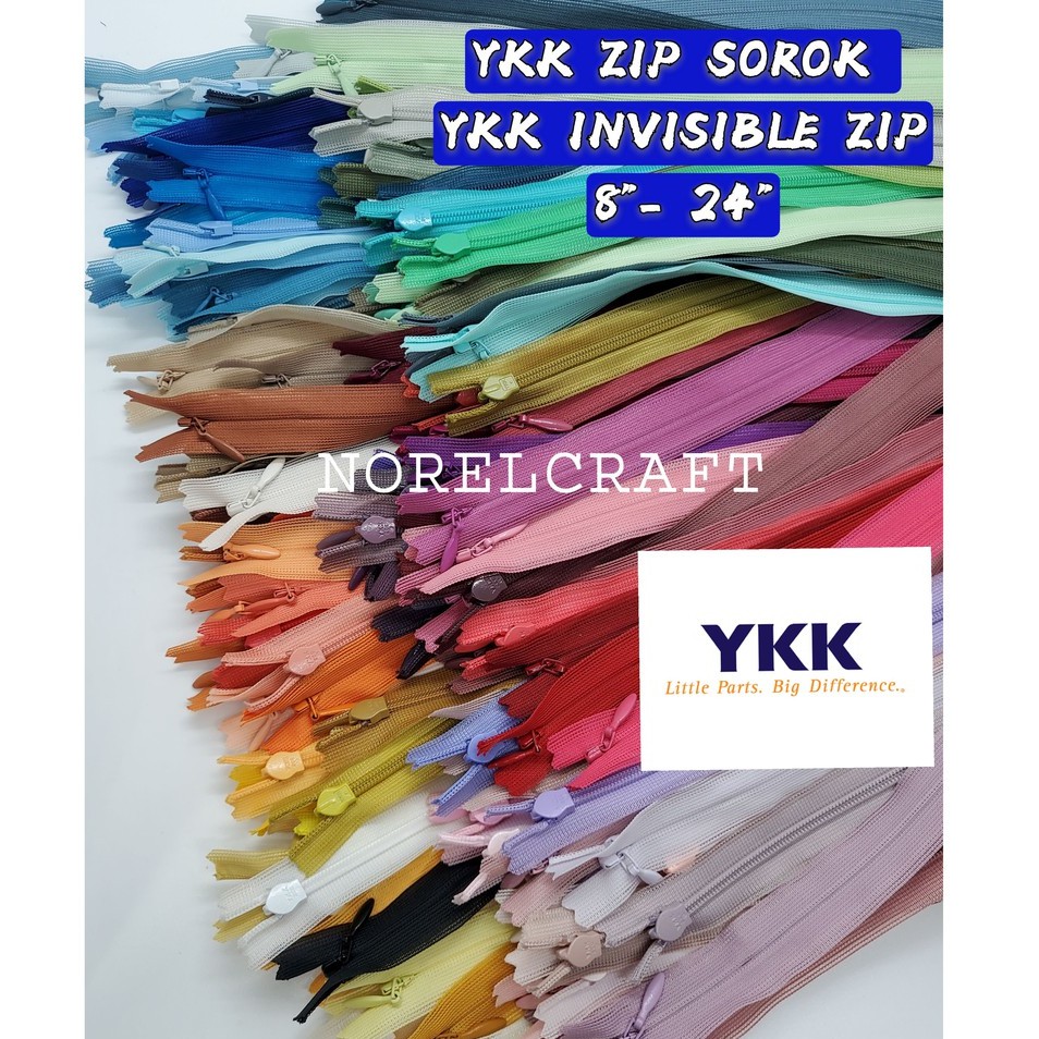 [12 ชิ้น] 8"-24" YKK INVISIBLE ZIPPER/ YKK ZIP SOROK / YKK HIDDEN ZIP/YKK ZIP SUSUK