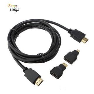 ฟุต✿3 in 1 สาย HDMI เป็น HDMI ความเร็วสูง + อะแดปเตอร์ Micro HDMI + อะแดปเตอร์ Mini HDMI