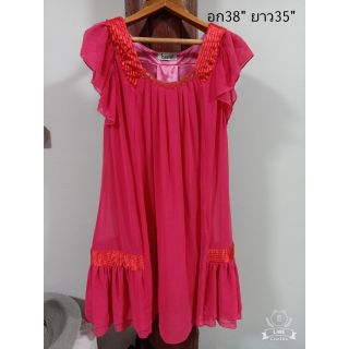 เดรสชีฟองสีชมพูสีดมากใส่สบาย