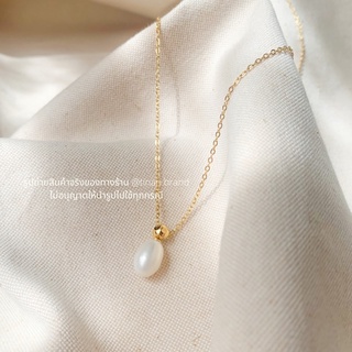 (สั่งจอง) Pearl drop necklace tinari stainless gold white pendant สร้อย สร้อยคอสแตนเลส สร้อยจี้ สร้อยลูกปัด ไข่มุก