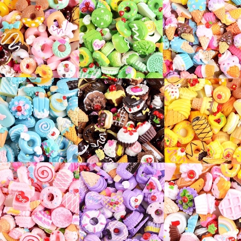 เรซิ่นขนม 15 ชิ้น/แพ็ค ตกแต่งDIY ตุ๊กตาตกแต่งโทรศัพท์ ตกแต่งกิ๊ฟติดผม ยางมัดผม ตกแต่งทั่วไป ตุ๊กตาเรซิ่น DIY
