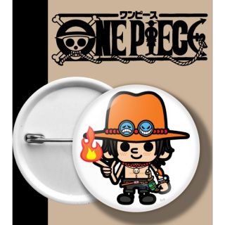 ONEPIECE BADGE เข็มกลัด วันพีช เอส พื้นขาว ACE WHITE