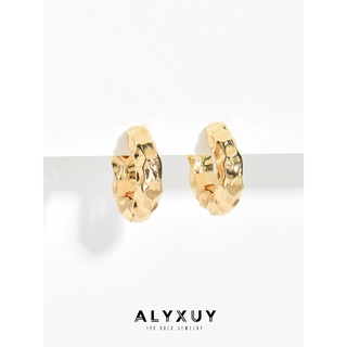 Alyxuy ต่างหูห่วง ชุบทอง 14k ทรงไม่สมมาตร (ขาย 1 คู่)