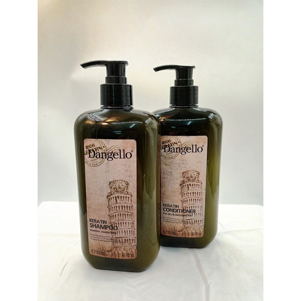 D'angello Keratin Shampoo ดิแองเจโล่ เคราติน แชมพูและครีมนวด 500 ml.
