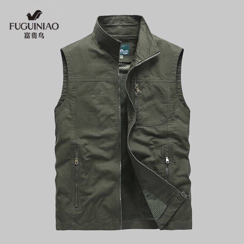 Pocket vest Spring and autumn outdoor leisure multi-pocket vest Photo reporter fishing vest Shoulder vest color : Black, Size : M