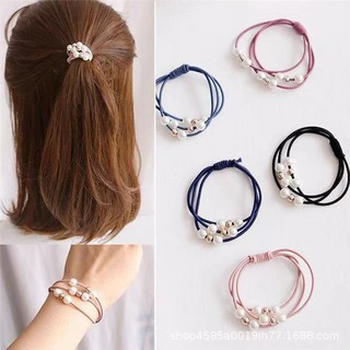 fashion_hair🎀พร้อมส่ง🚚ยางมัดผม ยางรัดผมเครื่องประดับหัวมุกสไตล์เกาหลีคละสี 6 เส้น ยางมัดผมมุกแฟชั่น ยางมัดผมเก๋ๆ📌