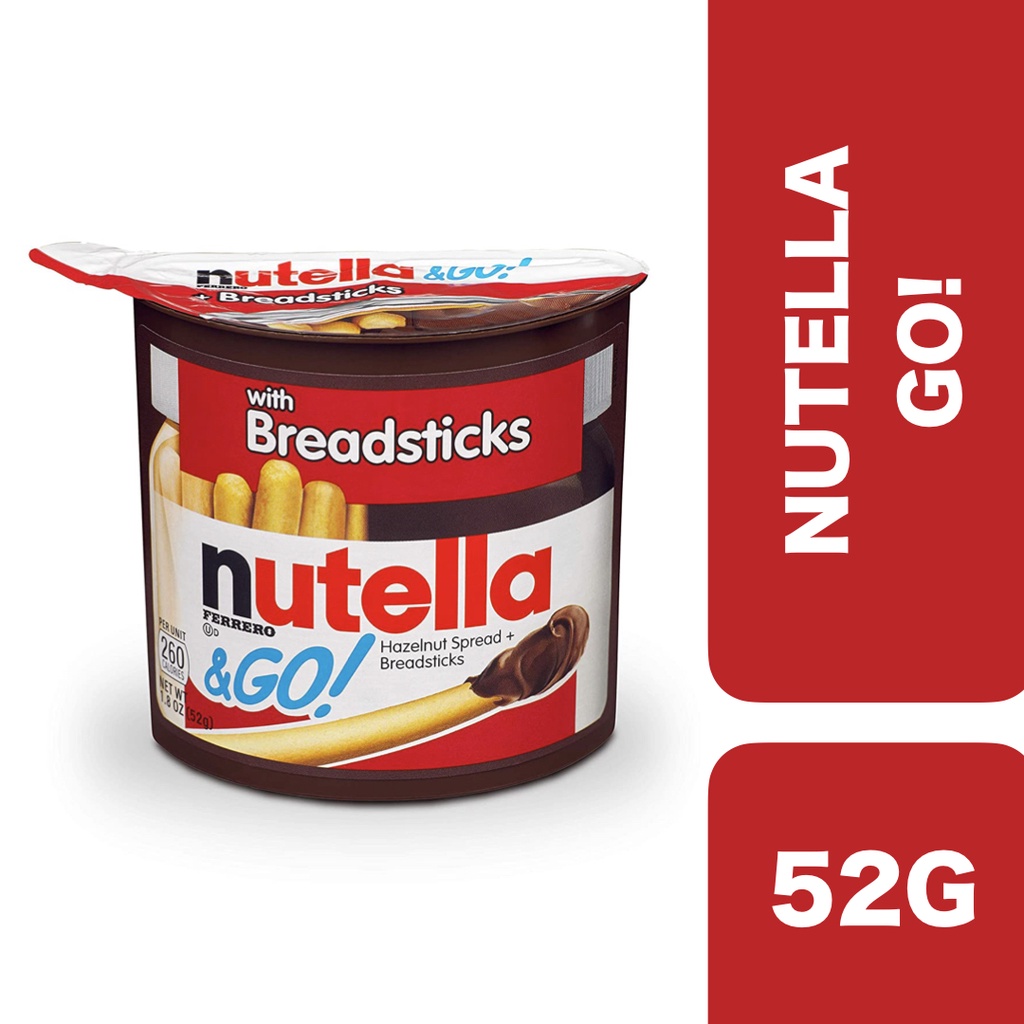 Nutella and Go Chocolate Hazelnut Biscuits 52g ++ นูเทลล่า แอนด์โกบิสกิตแท่งและครีมช็อกโกแลตฮาเซลนัต 52 กรัม