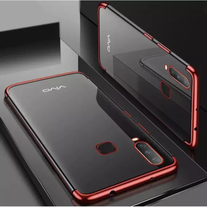 [ส่งจากไทย] เคสขอบสีหลังใส Case Vivo Y15 / Y12 / Y17