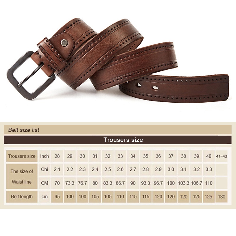 Mens Jeans Belts Pin Buckle Cowhide Genuine Leather Belts Vintage Brand