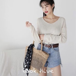 ลดแรง!!กระเป๋าสานเกาหลี Grid Tote ใบใหญ่ F013