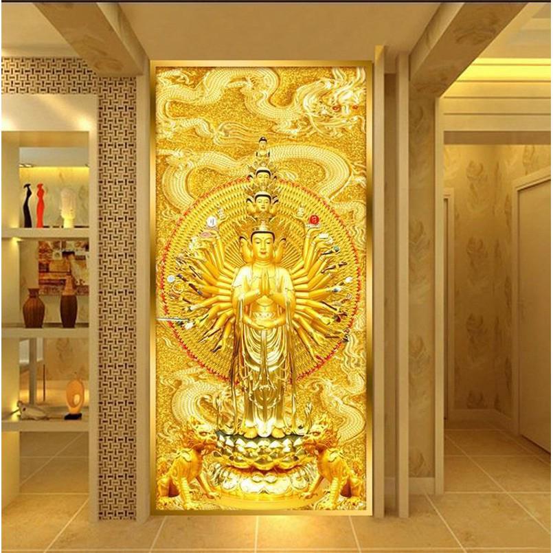 QIANZEHUI,DIY Embroidery,Round Diamond romantic Avalokitesvara Full 5D Diamond painting cross stitch,needlework