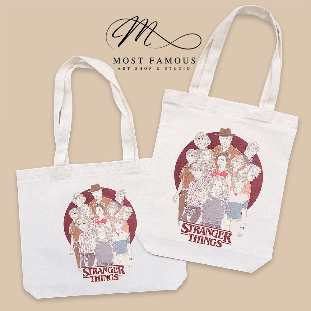 กระเป๋าผ้าแคนวาส Eco tote bag 🌱ลายภาพยนตร์ Stranger things💡🧒🏼🕸
