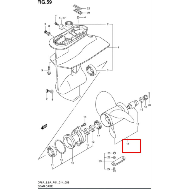 58100-89L00-019 PROPELLER (3X9-1/4X7)	 ใบพัด(3X9-1/4X7) เครื่องยนต์เรือซุซุกิ Suzuki Outboard 58100-