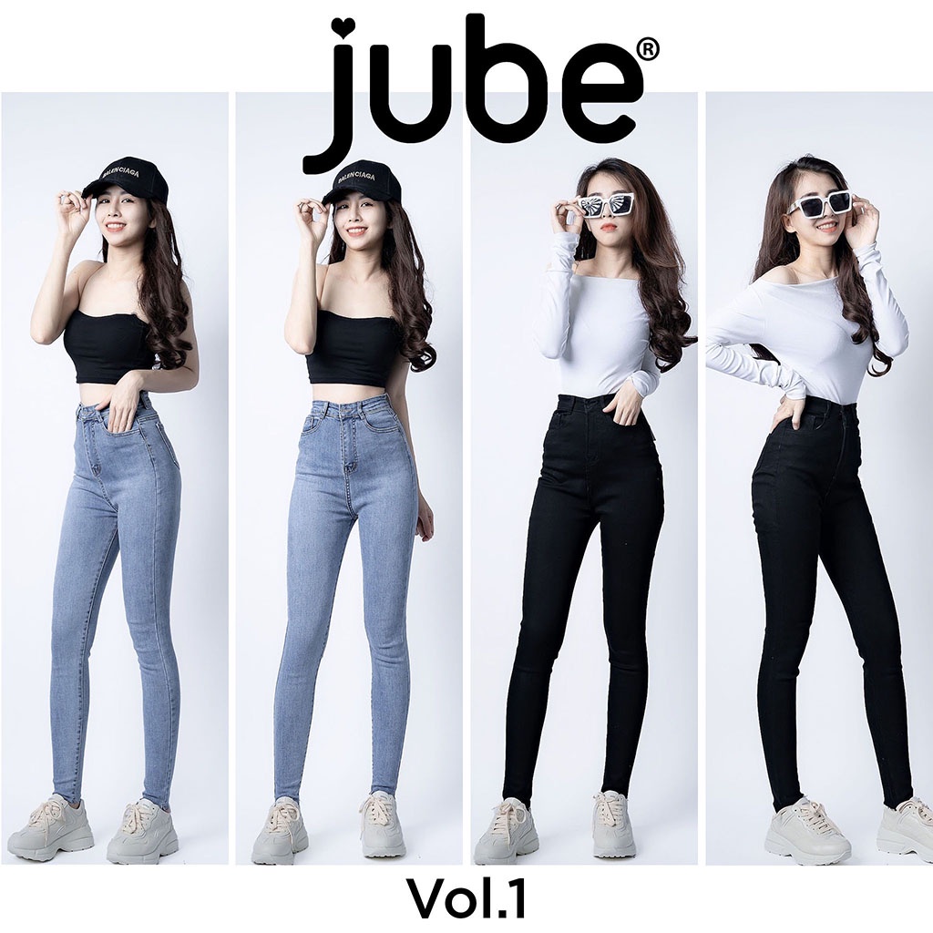 Jube Vol.1 High Back กางเกงยีนส ์ ผู ้ หญิง , กางเกงยีนส ์ ผู ้ หญิงผอมธรรมดาตัดกางเกงยีนส ์ ยาวสับ Shape, BST Signature Jean
