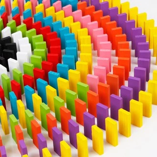 SKY โดมิโนไม้ 100 ชิ้น 12 สี ของเล่นไม้เสริมทักษะ เกมโดมิโน ของเล่นเด็ก ฝึกสมาธิ ความคิดสร้างสรรค์ Wooden Domino Blocks
