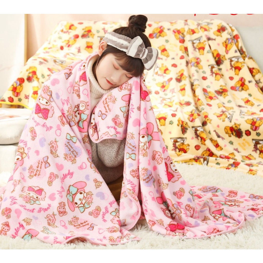 WINNIE THE POOH MELODY HELLO KITTY KUROMI LINABELL GELATONI SUMIKKO GURASHI CHARACTER BLANKET