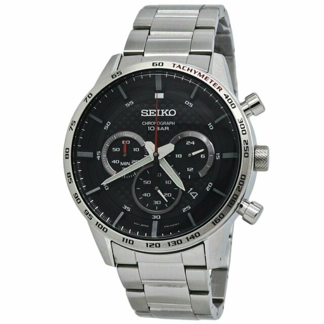 นาฬิกาผู้ชายไซโก้ Seiko Chronograph SSB355P1 จับเวลา หน้าปัดสีดำ ตัวเรือนและสายนาฬิกาสแตนเลส รับประกันของแท้ 100 %