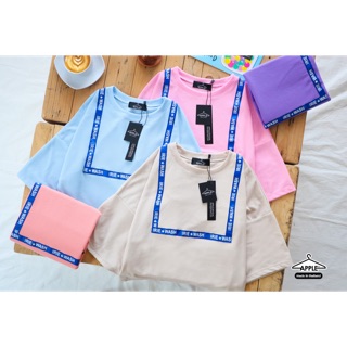 เสื้อครอป ติดเทปสี่เหลี่ยม น่ารักๆ โอเวอร์ไซส์ oversize โปโล