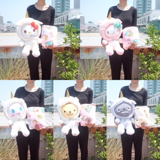 หมอนผ้าห่ม Kitty คิตตี้ &amp; My Melody &amp; Cinnamonroll &amp; Pompompurin Sanrio ท่านั่ง ชุดยูนิคอร์น 15นิ้ว (100x150cm)