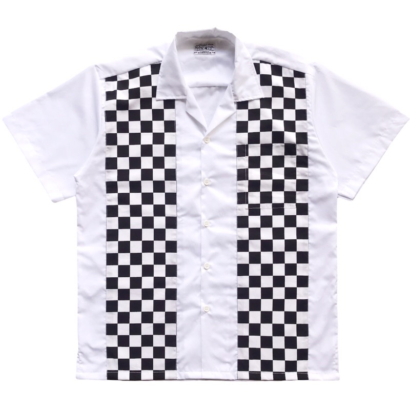 Checkerboard Bowling shirt พื้นขาว.