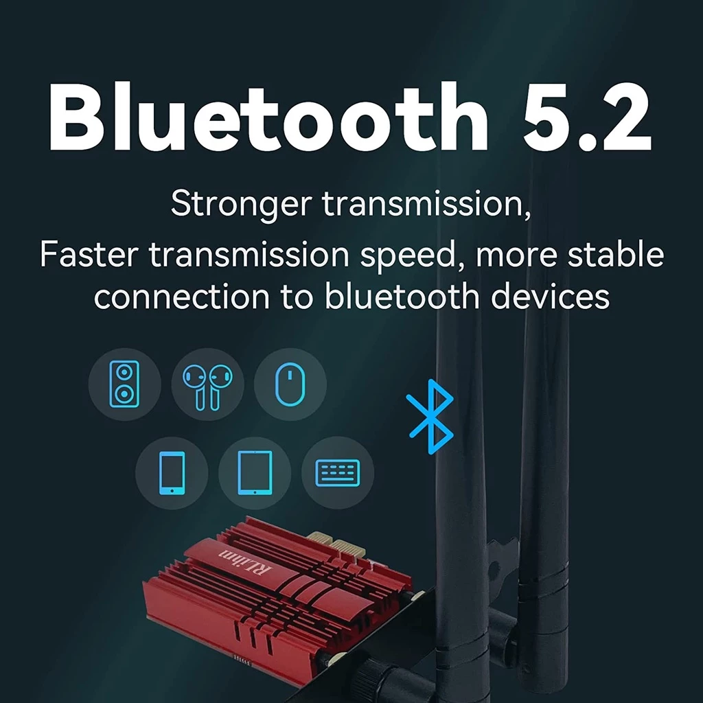 Ax210 PRO WiFi 6E การ์ดเครือข่าย WiFi บลูทูธ 5.2 ฮีทซิงค์ Tri-Bands 5374M Gigabit การ์ดเครือข่าย WiFi ไร้สาย สําหรับเดสก์ท็อป PC Windows 10/11 (64-bit) การ์ด Pci thumbnail 6