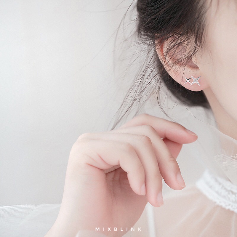 ต่างหู เงินแท้ 92.5% ส่งฟรี EMS ♡ รุ่น Sparkle ♡ -  ( #J3 )