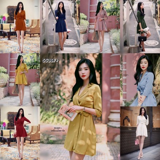 5536 Dress เดรส คอปก ผูกโบว์